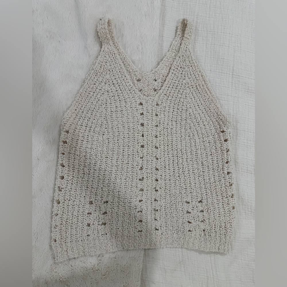 Cream Knit Sleeveless Top